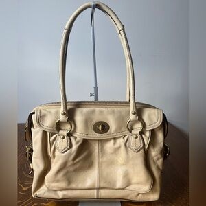 Coach Addison Spectator Tan Leather Satchel Shoulder Bag